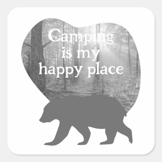  "Camping is mijn blijde plek" Vierkante Sticker (Voorkant)