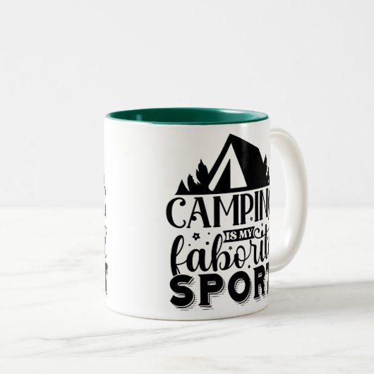 Camping is mijn favoriete sport tweekleurige koffiemok (Voorkant rechts)