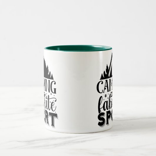 Camping is mijn favoriete sport tweekleurige koffiemok (Center)