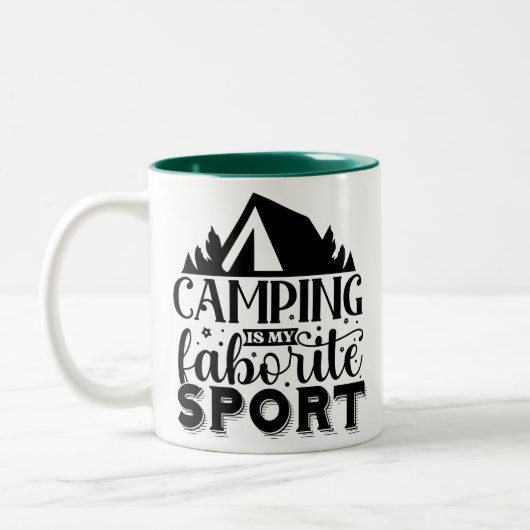 Camping is mijn favoriete sport tweekleurige koffiemok (Links)