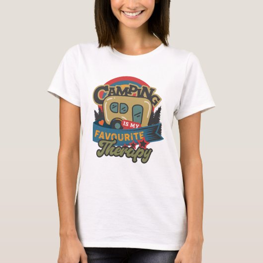 Camping is mijn favoriete therapie t-shirt (Voorkant)