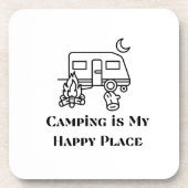 Camping is Mijn Gelukkige Plaats op een Bier Onderzetter (Voorkant)