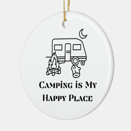 Camping is Mijn Gelukkige Plaats op een Keramisch Ornament (Links)