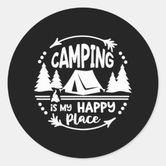 Camping is mijn gelukkige plek Campers Reizen Ronde Sticker