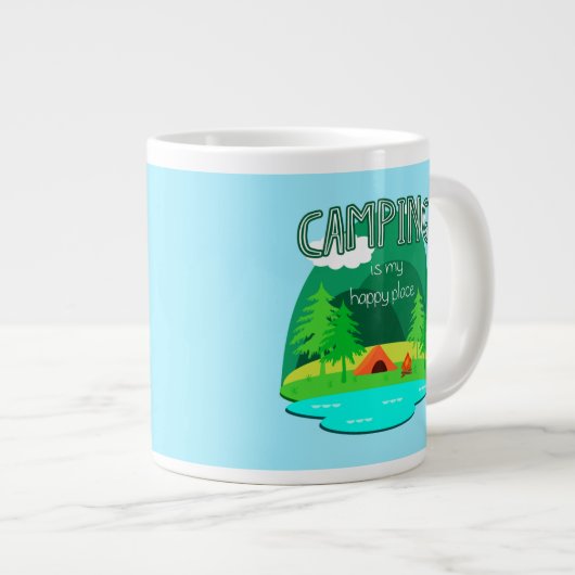 Camping is mijn gelukkige plek grote koffiekop (Voorkant rechts)