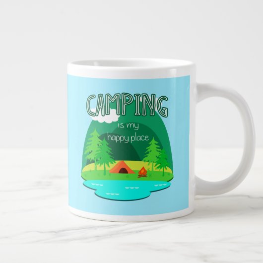 Camping is mijn gelukkige plek grote koffiekop (Rechts)