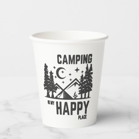 Camping is mijn gelukkige plek papieren bekers (Voorkant)