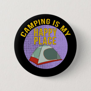 Camping is mijn gelukkige plek ronde button 5,7 cm