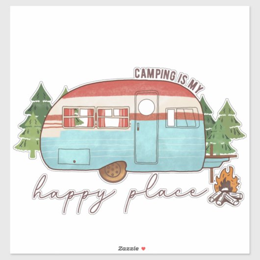 Camping is mijn gelukkige plek sticker (Vel)