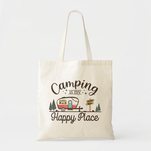 Camping is mijn gelukkige plek tote bag (Voorkant)