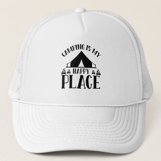 Camping is mijn gelukkige plek trucker pet (Voorkant)