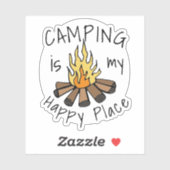 Camping is mijn Happy Place Campfire Vinyl Sticker (Vel)
