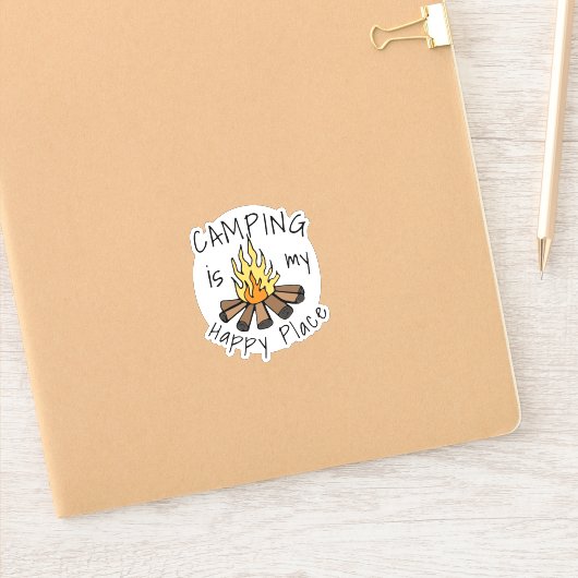 Camping is mijn Happy Place Campfire Vinyl Sticker (Notitieboek)