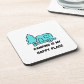 Camping is mijn Happy Place op een hard plastic Bier Onderzetter (Linkerzijde)