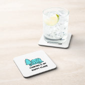 Camping is mijn Happy Place op een hard plastic Bier Onderzetter (Rechterzijde)