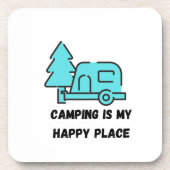 Camping is mijn Happy Place op een hard plastic Bier Onderzetter (Voorkant)