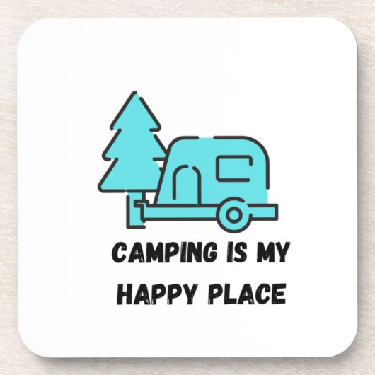 Camping is mijn Happy Place op een hard plastic Bier Onderzetter (Voorkant)