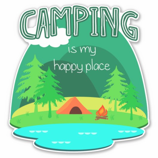 Camping is mijn Happy Place Sticker (Voorkant)