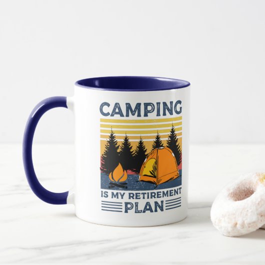 Camping is mijn pensioenplan Funny camping Gift Mok (Met donut)