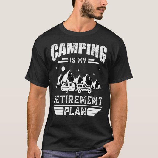Camping is mijn pensioenplan Summer camping vinta T-shirt (Voorkant)