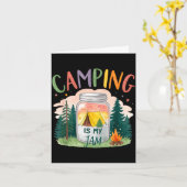 Camping is mijn tent bos thema kaart (Gele Bloem)