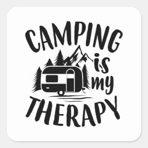 Camping is mijn therapeutische woordkunst vierkante sticker