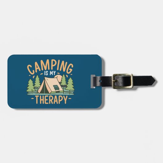 Camping is mijn therapie bagagelabel (Voorkant horizontaal)