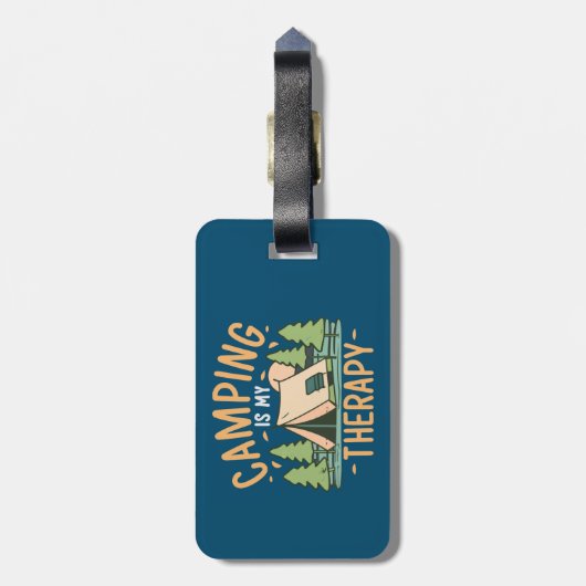 Camping is mijn therapie bagagelabel (Achterkant verticaal)