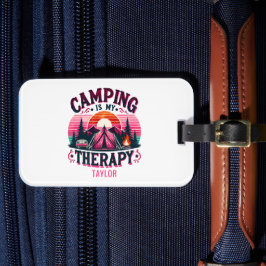 Camping is mijn therapie bagagelabel