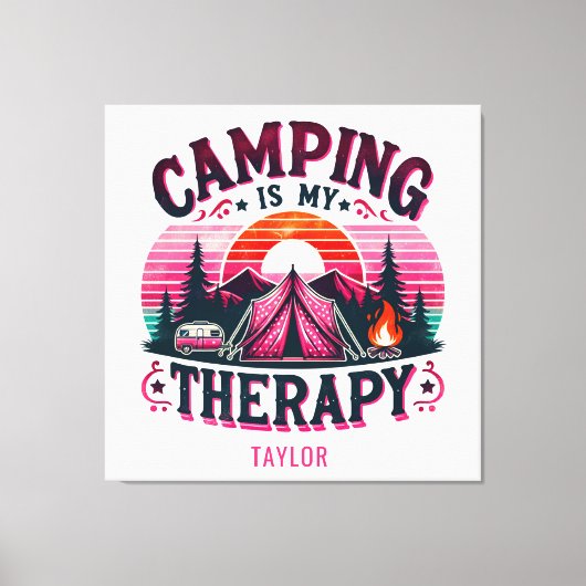 Camping is mijn therapie canvas afdruk (Voorkant)