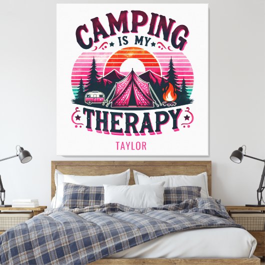 Camping is mijn therapie canvas afdruk (Insitu (Slaapkamer))