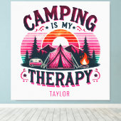 Camping is mijn therapie canvas afdruk (Insitu (Houten vloer))