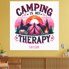 Camping is mijn therapie canvas afdruk