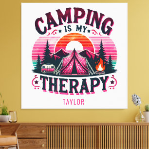 Camping is mijn therapie canvas afdruk