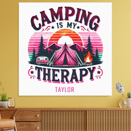 Camping is mijn therapie canvas afdruk (Insitu (Woonkamer))