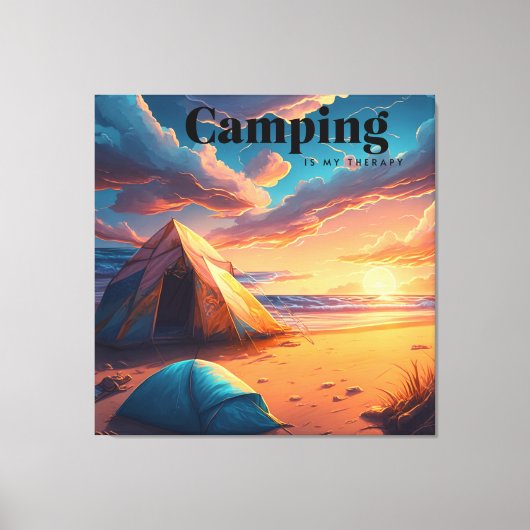 Camping is mijn Therapie | Digitale Kunst Canvas Afdruk (Voorkant)