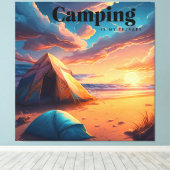 Camping is mijn Therapie | Digitale Kunst Canvas Afdruk (Insitu (Houten vloer))