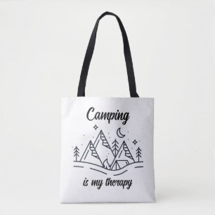 Camping is mijn therapie eenvoudige minimalistisch tote bag