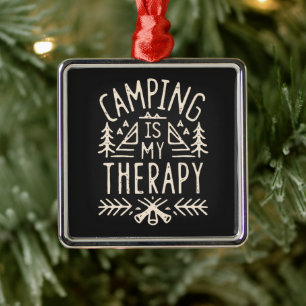 Camping is mijn therapie grappige camper citaten r metalen ornament