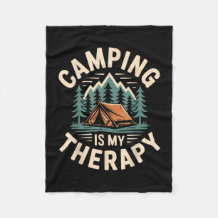 Camping is mijn therapie grappige camper fleece deken