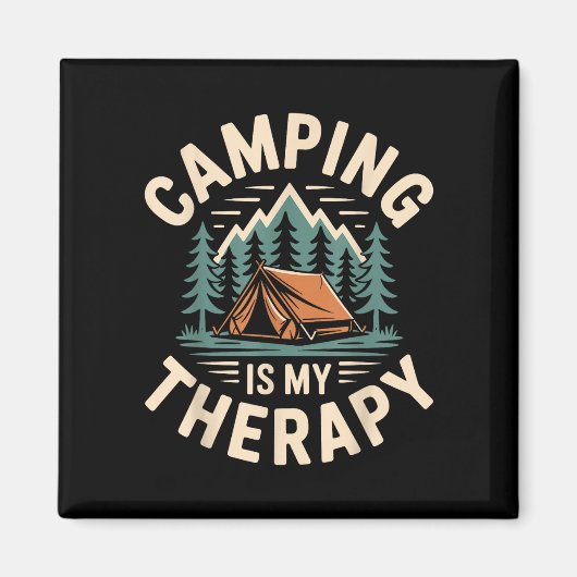 Camping is mijn therapie grappige camper magneet (Voorkant)