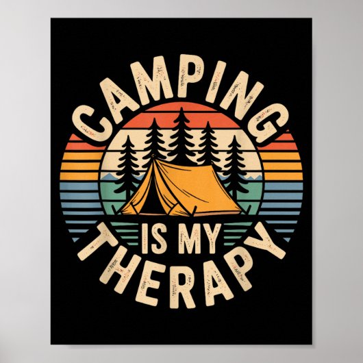 Camping is mijn therapie grappige camper poster (Voorkant)