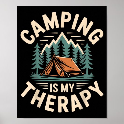Camping is mijn therapie grappige camper poster (Voorkant)
