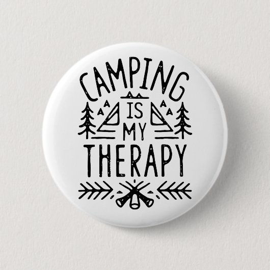 Camping is mijn therapie grappige camper ronde button 5,7 cm (Voorkant)