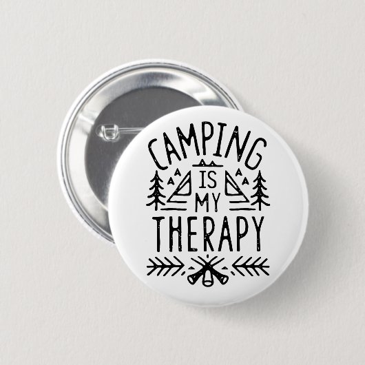 Camping is mijn therapie grappige camper ronde button 5,7 cm (Voorkant /achterkant)