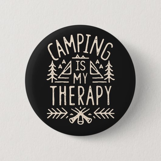 Camping is mijn therapie grappige camper ronde button 5,7 cm (Voorkant)