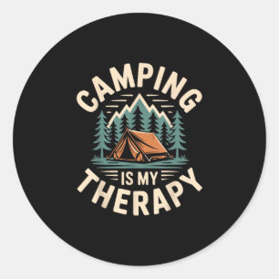 Camping is mijn therapie grappige camper ronde sticker