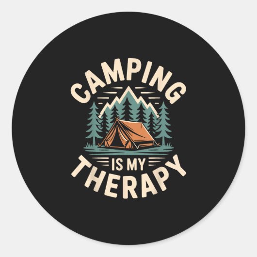Camping is mijn therapie grappige camper ronde sticker (Voorkant)