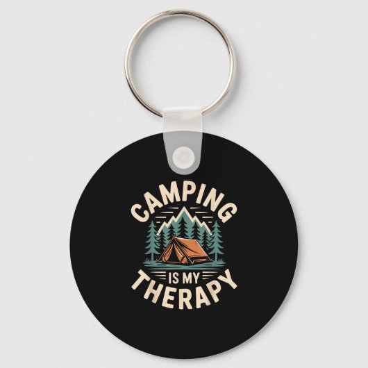Camping is mijn therapie grappige camper sleutelhanger (Voorkant)