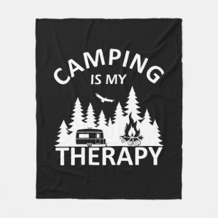 Camping is mijn therapie grappige camper slogan fleece deken